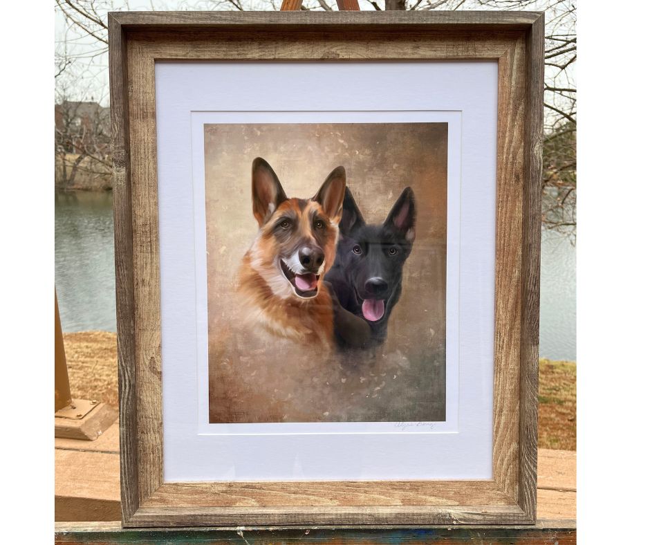 Custom Commission On Fine Art Paper MATTED & FRAMED, Two Subjects