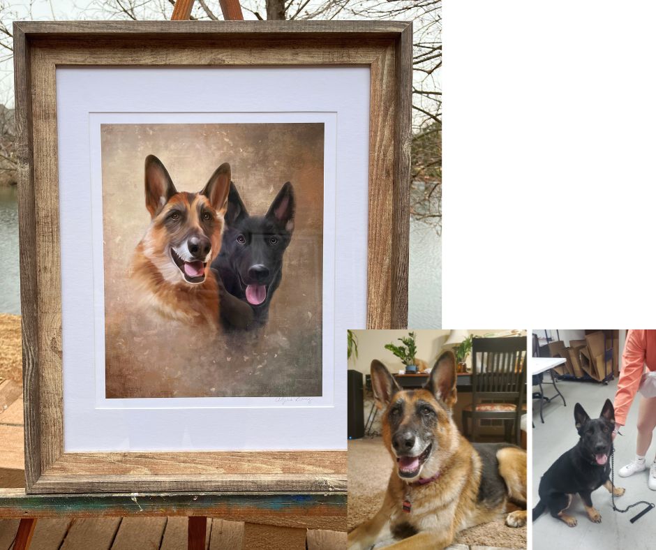 Custom Commission On Fine Art Paper MATTED & FRAMED, Two Subjects